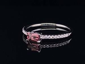 lot 59 image: Contemporary Designer Natural Pink Tourmaline and Diamond Ring in 14k White Gold $1,850 Retail