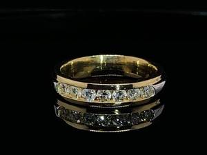 lot 53 image: 34 Carat Fine Diamond Channel Set Band  Ring in 14k Two-Tone Gold $3,100 Retail