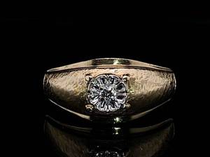 lot 66 image: Mens Grand Diamond Ring in Brushed Two-Tone Gold $1,950 Retail