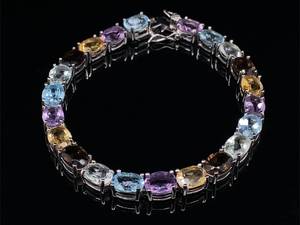 lot 87 image: Spectacular Multi-Colored Gemstone Bracelet Aquamarine, Topaz, Amethyst, Citrine, etc.