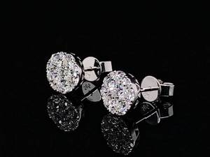 lot 8 image: High End 1.00 Carat Diamond Cluster Earrings in 14k White Gold $7,200 Retail