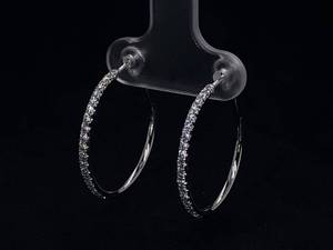 lot 31A image: Classy 38th Carat Diamond Hoops in 14k White Gold $3,400 Retail