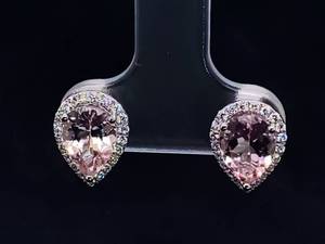lot 28 image: Exquisite 2.27 Carat Natural Morganite and Diamond Earrings in 14k White Gold $3,999 Retail