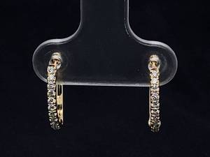 lot 29 image: 12 Carat Fine Diamond Hoop Earrings in 14k Yellow Gold $3850 Retail