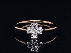 lot 77 image: Fine Diamond Cross on a 14k Yellow Gold Band $1550 Retail
