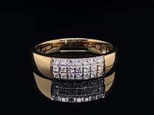 lot 71 image: Exquisite Princess Cut 13 Carat Diamond Cluster Ring in 14k Yellow Gold $1,899 Retail