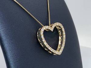 lot 63 image: Upscale Fine Diamond Heart Shaped Pendant in 14k Yellow Gold $2,275 retail