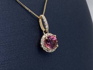 lot 61 image: Irresistible Natural Pink Tourmaline and Fine Diamond Pendant in 14k White Gold $1,799 Retail