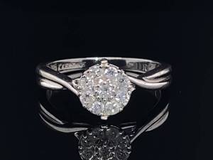 lot 70 image: Beautiful 14 Carat Diamond Cluster Ring in White Gold $1,650 Retail