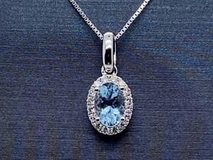 lot 76 image: Natural High Quality Aquamarine and Diamond Pendant in 14k White Gold $3,100 Retail
