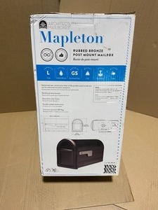 Architectural Mailboxes Mapleton Post Mount Mailbox Rubbed Bronze with Premium Champagne Flag New