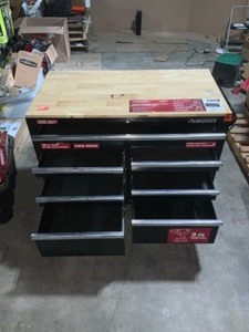 HUSKY 46 in. W x 24.5 in. D 9-Drawer Gloss Black Deep Tool Chest Mobile Workbench with Hardwood Top SEE PICS