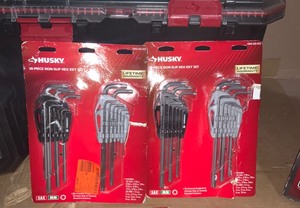 LOT WITH HUSKY DEEP IMPACT SOCKET SETS, HUSKY 18-PIECE NON SLIP HEX SET, AND HUSKY 94 -PIECE MECHANIC TOOL SET AND MORE SEE PICS