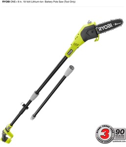 RYOBI ONE 8 in. 18-Volt Lithium-Ion Battery Pole Saw (Tool Only) not used see pics