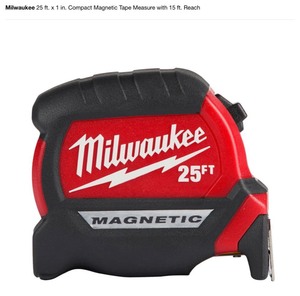 4 MILWAUKEE 25 x 1 in. compact magnetic tape measure with 15 ft. reach TESTED SEE PICS
