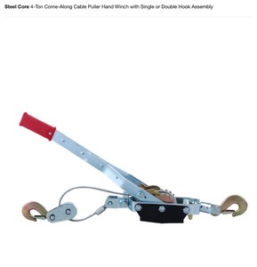 STEELCORE 4-TON COME-ALONG CABLE PULLER HAND WINCH WITH SINGLE OR DOUBLE HOOK ASSEMBLY NOT USED SEE PICS