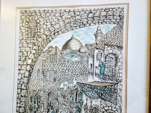 lot 2 image: Amazing Framed Lithograph By Yitzchak Ben Sholmo