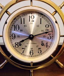 lot 17 image: Seth Thomas Brass Helmsman 8 Day Ship Clock