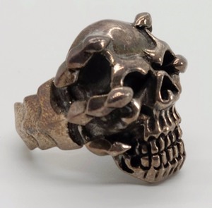 lot 72 image: Mens Sterling Skull Ring and Tie Clip