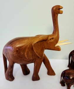 lot 57 image: Carved Wooden Elephants