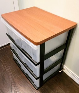 lot 261 image: Wood Topped Three Drawer Storage Container