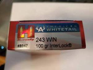 lot 5 image: Hornady 243 Whitetail 100 Gr Interlock Rifle Cartridges