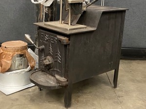 lot 18 image: Fisher Cast Iron Wood-Burning Stove Set