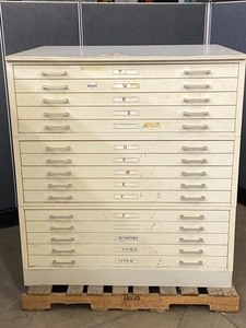 lot 16 image: Lot Of (3) Stacked Blueprint File Cabinets