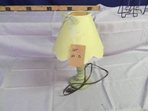 Green Lamp with wood base Cloth lam...