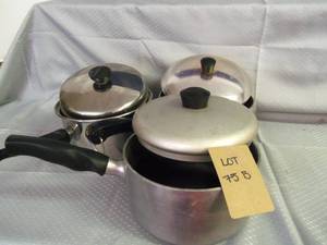 3 vintage metal pots...