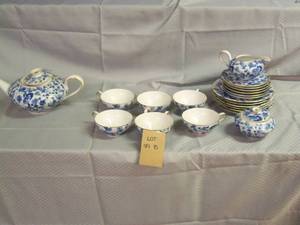 Glass blue and white teaset Thomas...