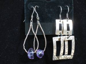 lot 83 image: 2 Pair of Sterling Silver Mid Century Style Earrings