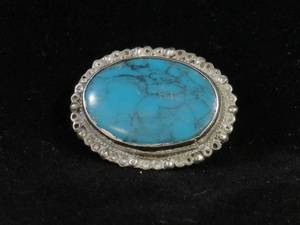 lot 92 image: Sterling Silver Turquoise Stone Pin