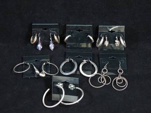 lot 94 image: 11 Sets of Earrings - Most are Sterling Silver