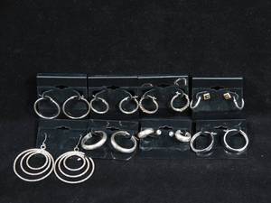 lot 97 image: 9 Sets of Earrings - Most are Sterling Silver