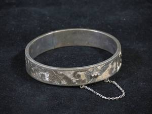lot 69 image: Siam Sterling Silver Bangle Bracelet - Highly Detailed Design