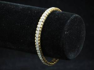 lot 71 image: Gold Plated Sterling Silver Diamond Tennis Bracelet