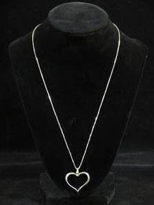 lot 35 image: Large Sterling Silver Heart Pendant on a Chain