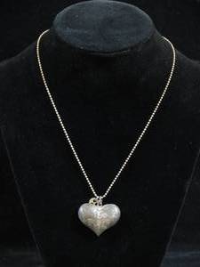lot 38 image: Large Vintage Sterling Silver Heart Pendant with Chain