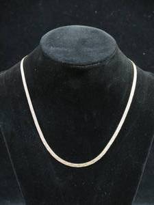 lot 56 image: Sterling Silver Herringbone Necklace - 14 Wide