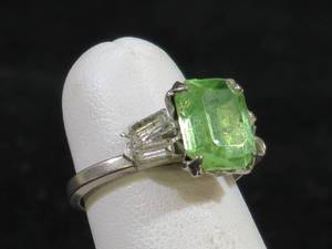 lot 15 image: Vintage McGrath-Hamin Ladies Sterling Silver Ring - Green Stone