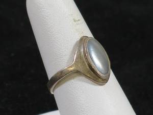 lot 18 image: Ladies Sterling Silver Bezel Set Stone Ring