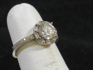 lot 25 image: Ladies Halo Style Sterling Silver Engagement Ring