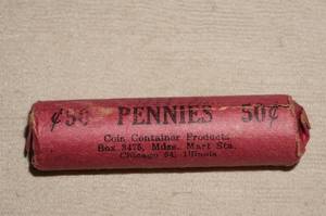 lot 116 image: Roll of Wheat Pennies - 1927-28 PDS