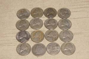 lot 124 image: 16 US Nickels - Jefferson, Shield, Liberty