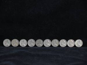lot 47 image: 10 1943-S US Silver Wartime Nickels