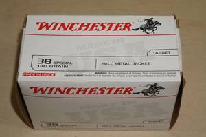 lot 26 image: Box of 100 Winchester .38 Special 130 Gr FMJ Ammo