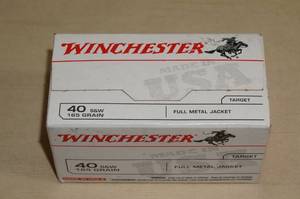 lot 35 image: Box of 100 Winchester .40 S&W 165 Gr FMJ Ammo