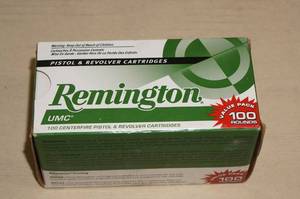 lot 38 image: Box of 100 Remington UMC 9mm Luger 115 Gr MC Ammo