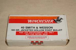 lot 51 image: Box of 50 Winchester .40 S&W 180 Gr JHP Ammo